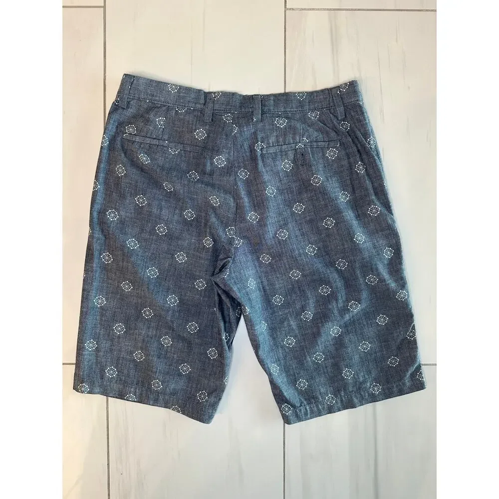 Banana Republic Men's Size 30 Blue Chambray Geometric Print Chino Shorts